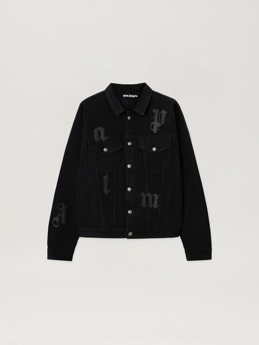 Gothic Logo Denim Jacket PALM ANGELS Gothic Logo Denim Jacket BLACK - BLACK PMYE006F25DEN001