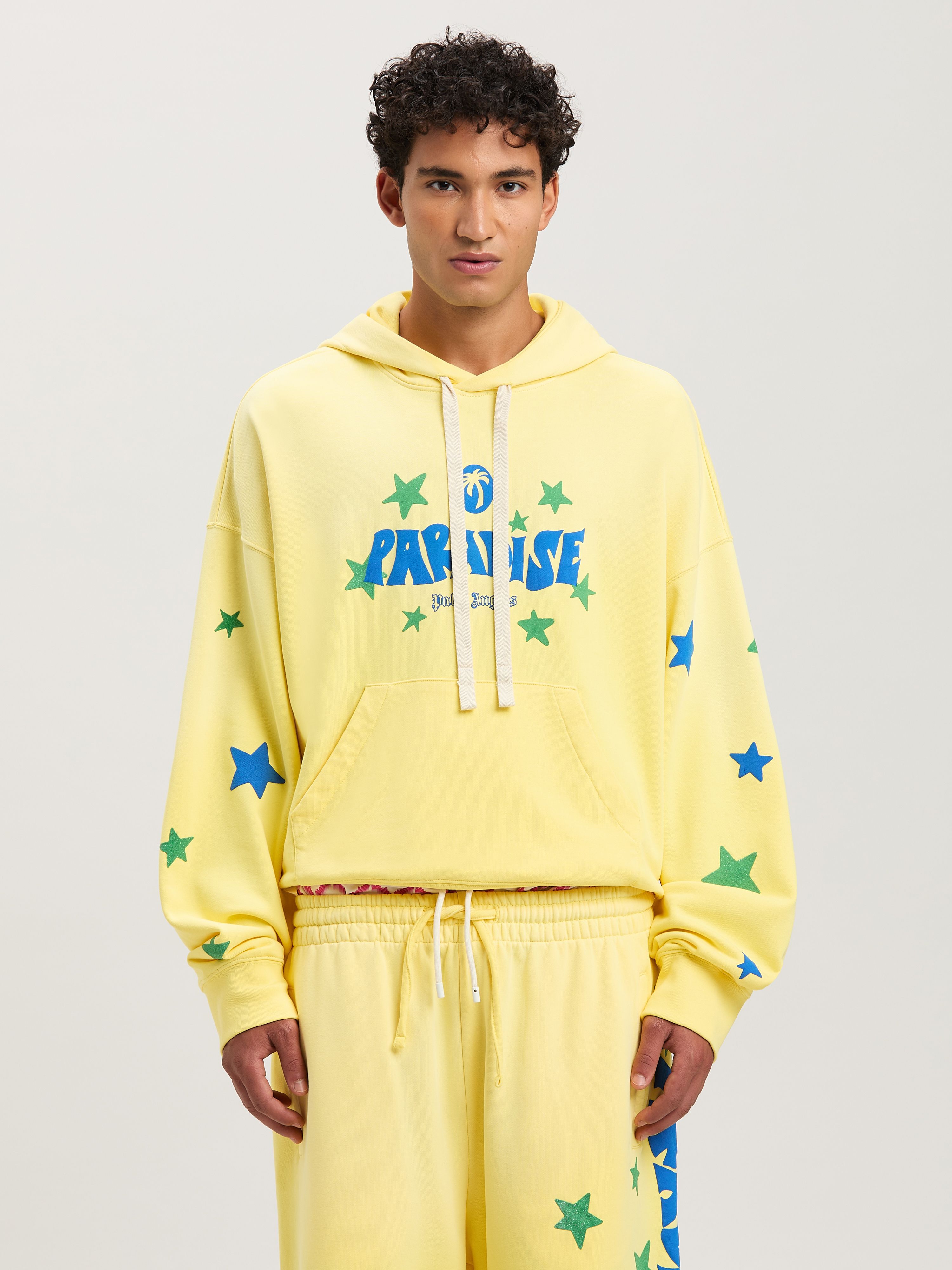 PALM ANGELS  Paradise Hoodie YELLOW - BLUE PMBB058S25FLE001
