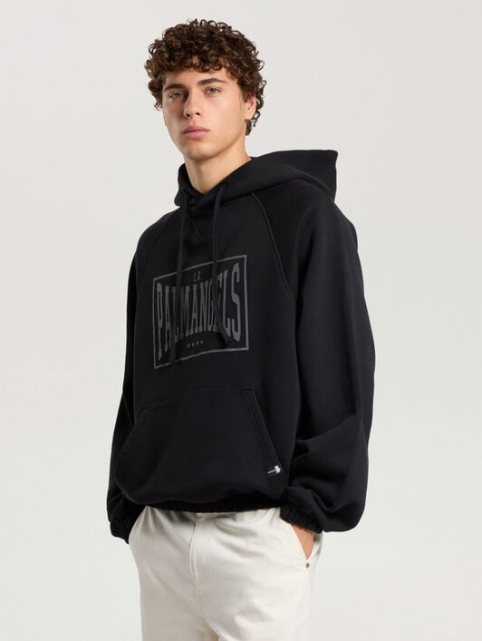 PALM ANGELS Vintage Box Logo Loose Hoodie BLACK - GREY PAMBB04F26FL01