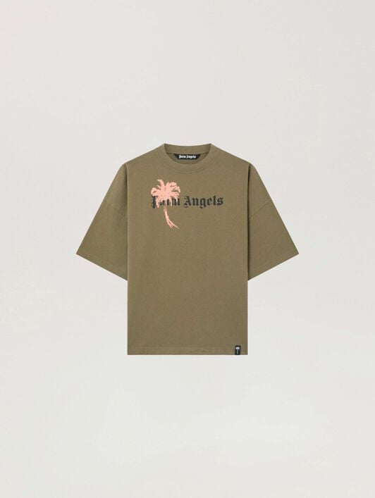 Palm Drift Loose T-Shirt PALM ANGELS Palm Drift Loose T-Shirt OLIVE GREEN - BLACK PAMAA03W26JR06