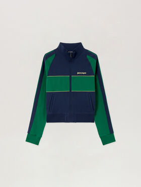 PALM ANGELS Classic Logo Zipped Crew Jacket NAVY BLUE GREEN PWBE017S26FAB001