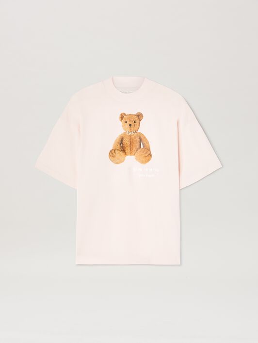 PALM ANGELS  Bear in Mind loose T-shirt SOFT PINK - BROWN PWAA017S25JER004