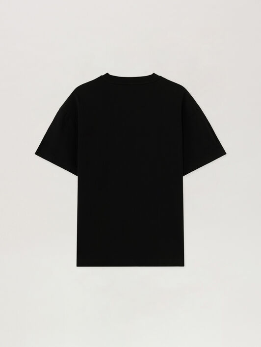 PALM ANGELS T-Shirt Con Logo A Timbro BLACK - OFF WHITE PAMAA01F26JR05