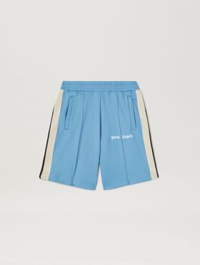 PALM ANGELS  Track shorts DUSTY BLUE OFF WHITE PBCJ002C99FAB003