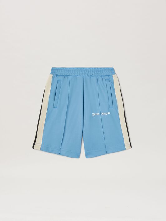 PALM ANGELS  Track shorts DUSTY BLUE OFF WHITE PBCL001C99FAB003