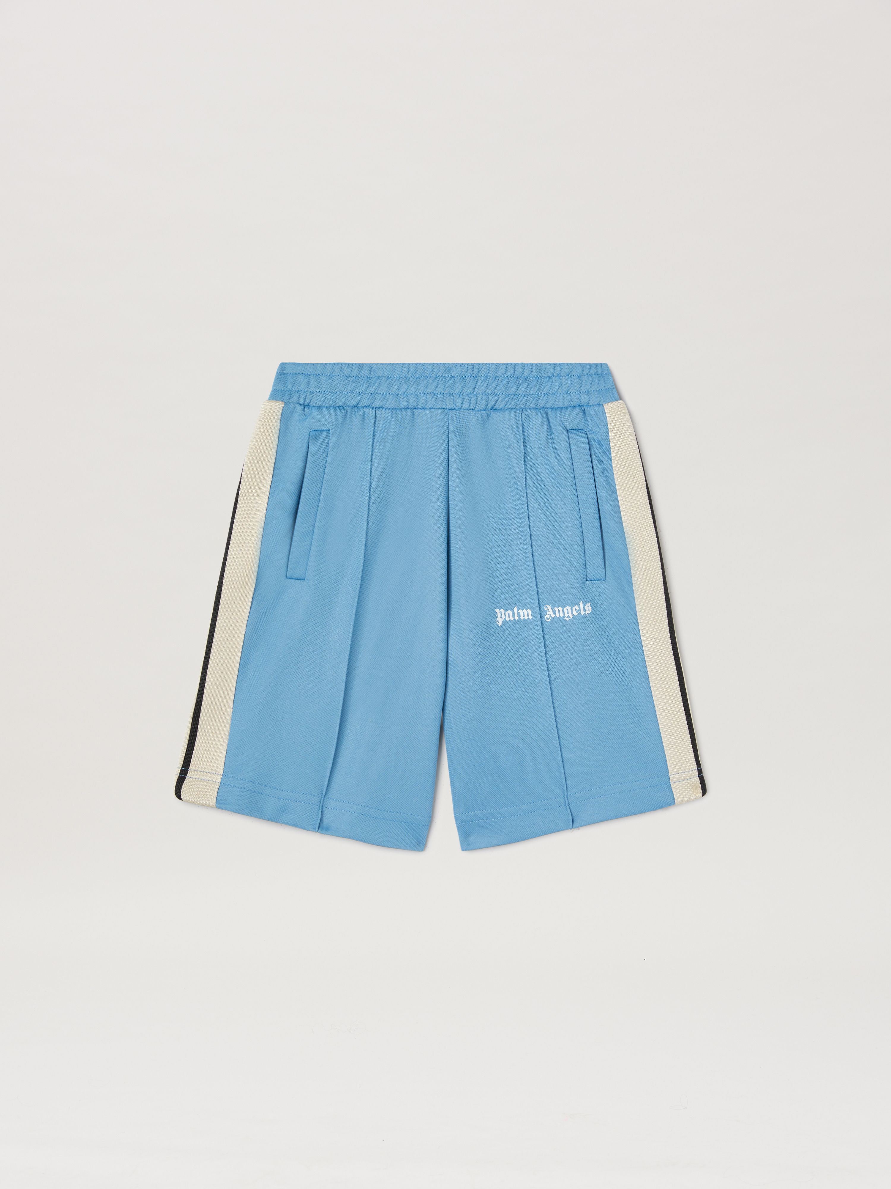 PALM ANGELS  Track shorts DUSTY BLUE OFF WHITE PBCL001C99FAB003