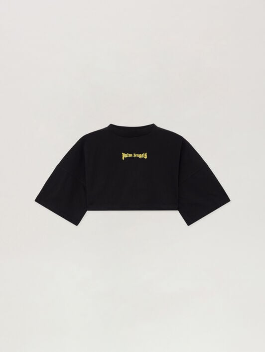Outline Logo Mini T-Shirt PALM ANGELS Outline Logo Mini T-Shirt BLACK YELLOW PWAA054S26JER003
