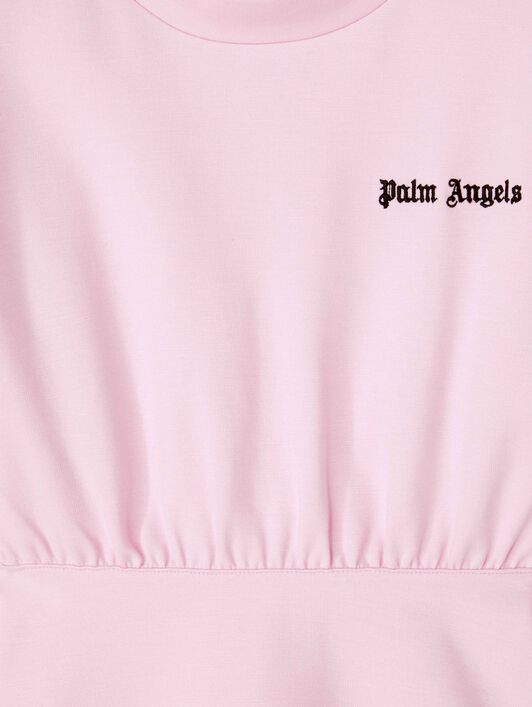PALM ANGELS  Track crewneck dress ROSE PINK BLACK PGCM007S25FLE001