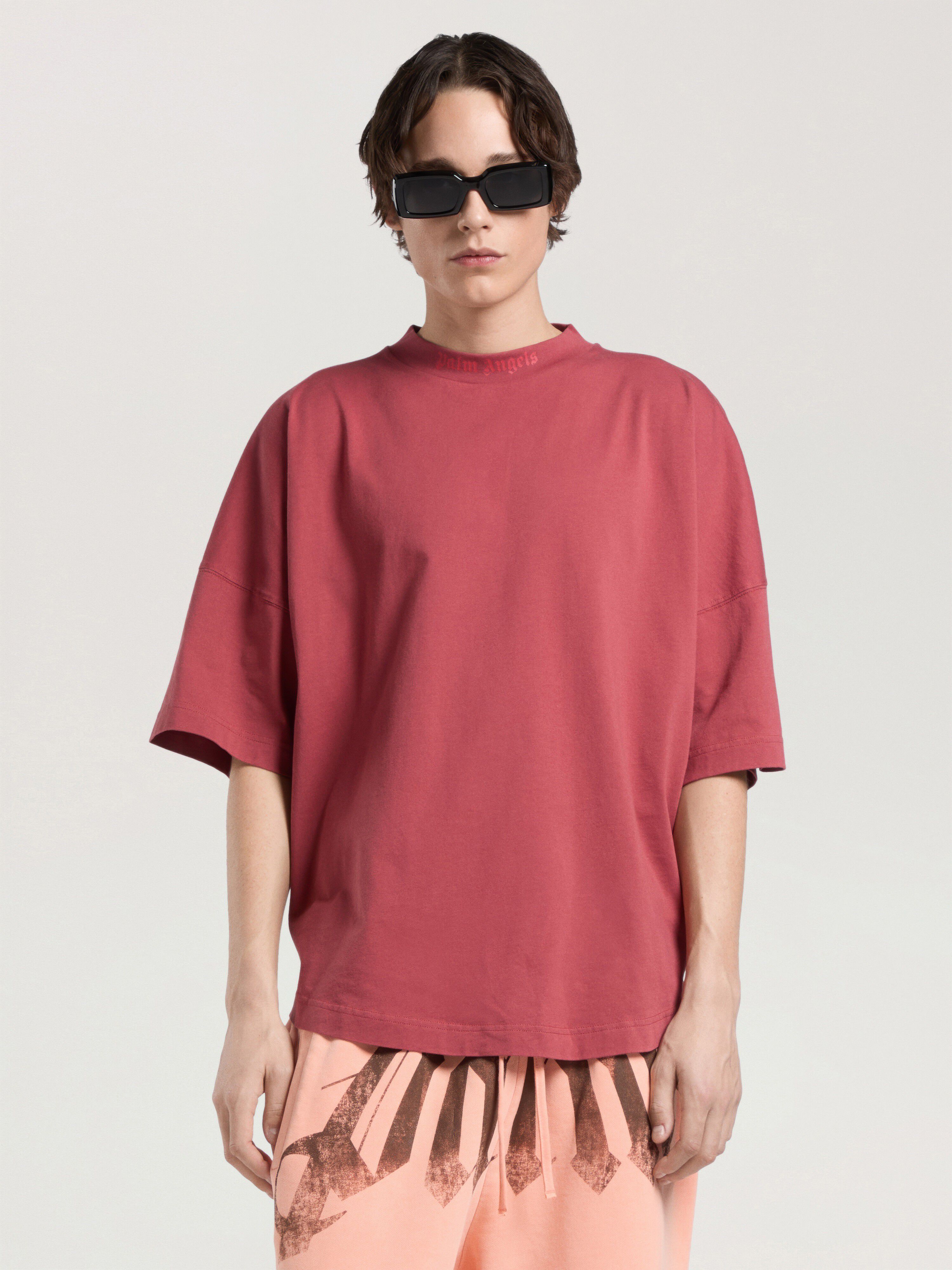 Classic Logo Oversized T-Shirt PALM ANGELS Classic Logo Oversized T-Shirt BRICK RED - RED PAMAA05F26JR02