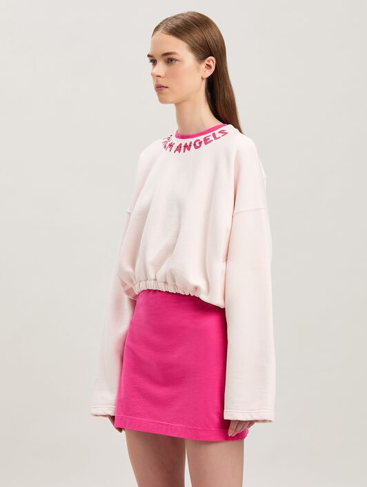 PALM ANGELS  Bold Logo Cropped sweatshirt SOFT PINK - FUCHSIA PWBA057S25FLE001