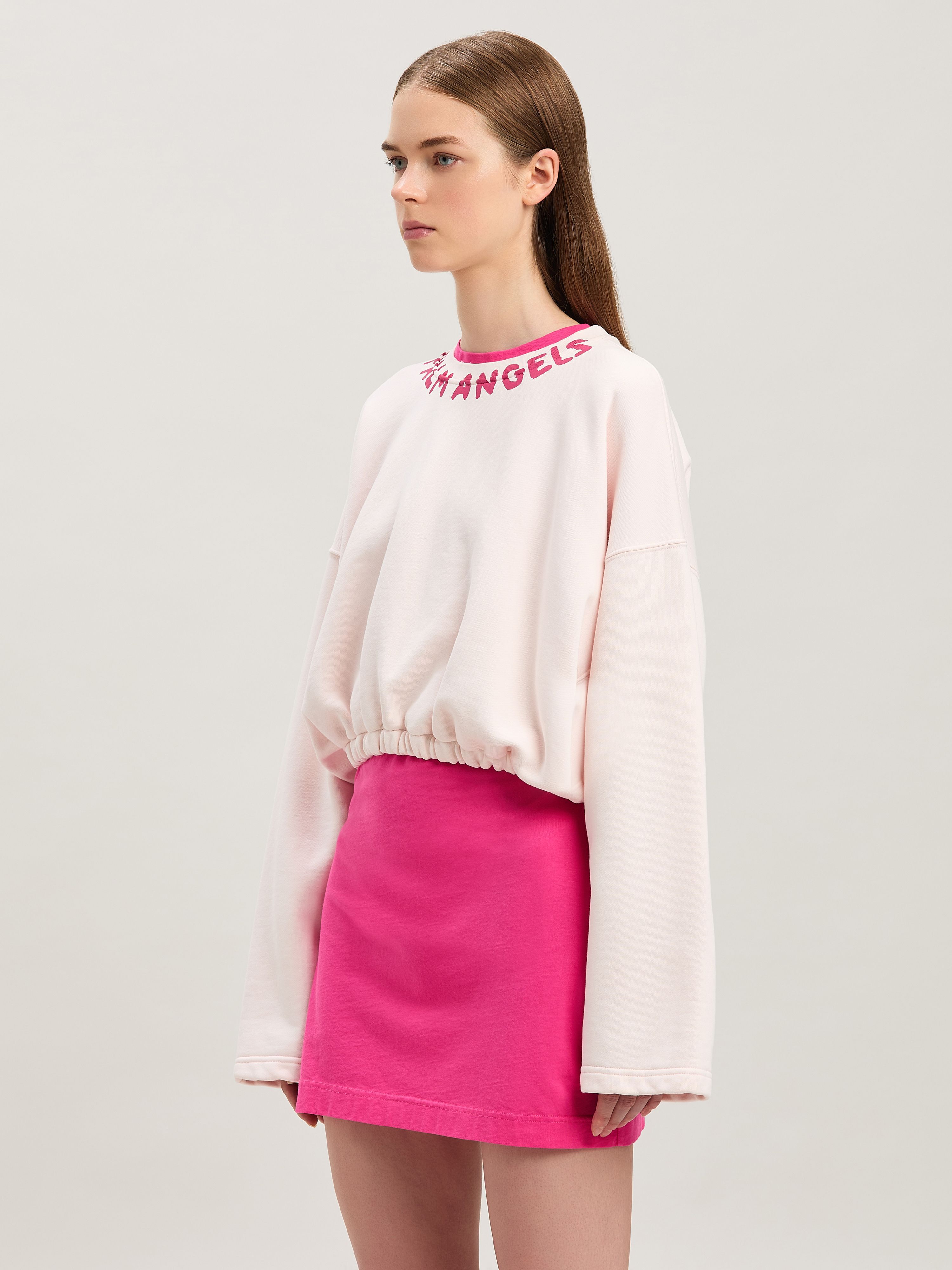 PALM ANGELS  Bold Logo Cropped sweatshirt SOFT PINK - FUCHSIA PWBA057S25FLE001