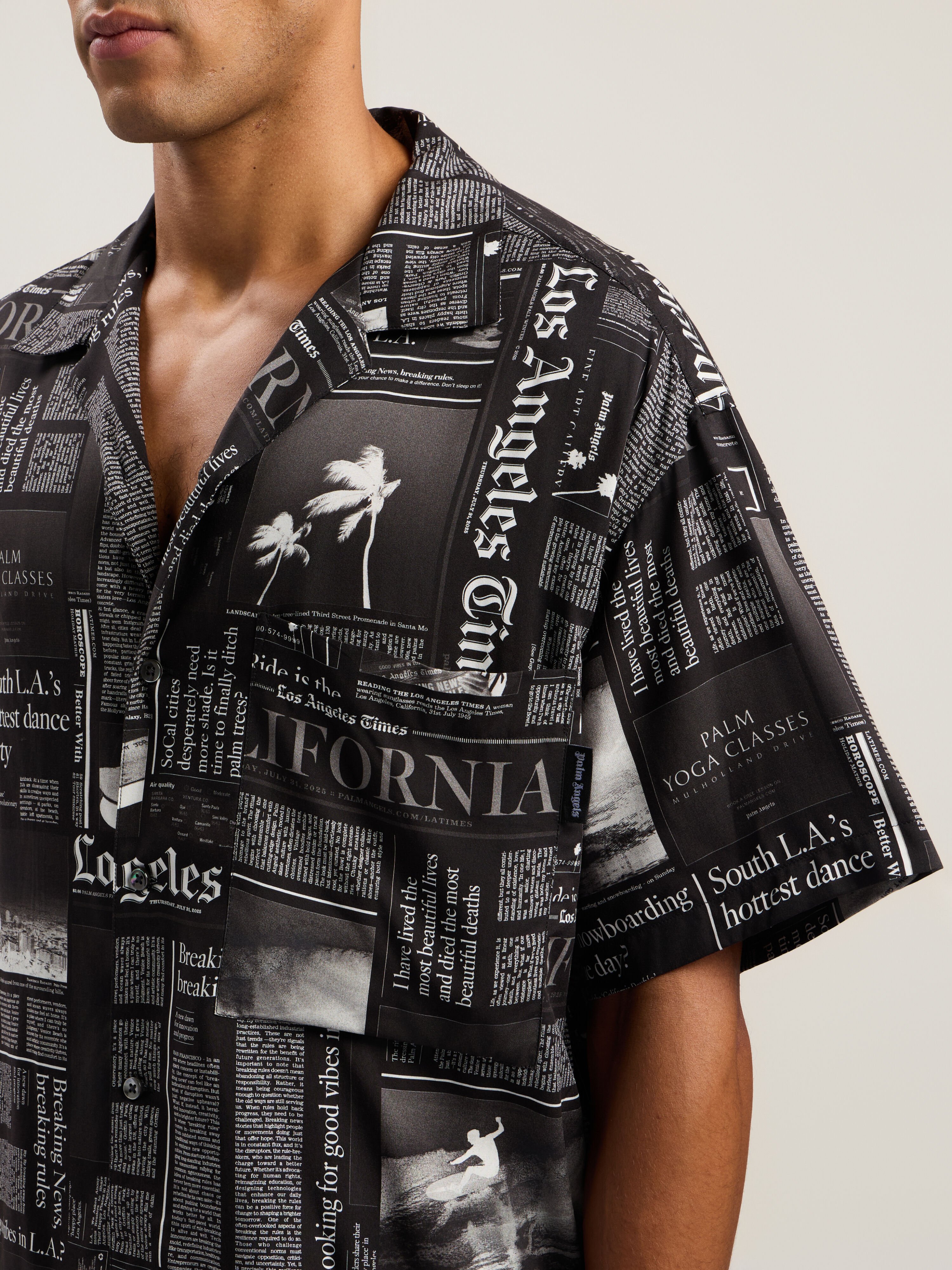 PaxLaTimes News Shirt in BLACK - OFF WHITE for Men | Palm Angels®