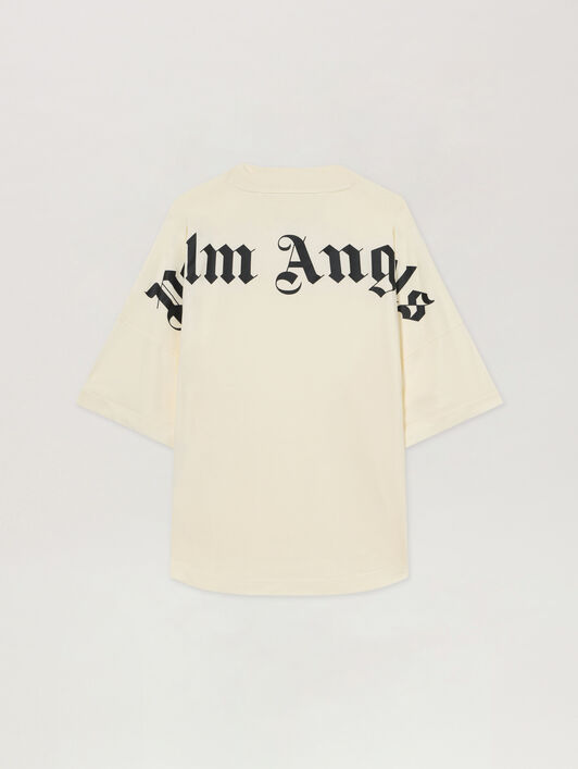 PALM ANGELS T-Shirt Oversize Con Logo Classico OFF WHITE - BLACK PAMAA05F26JR02