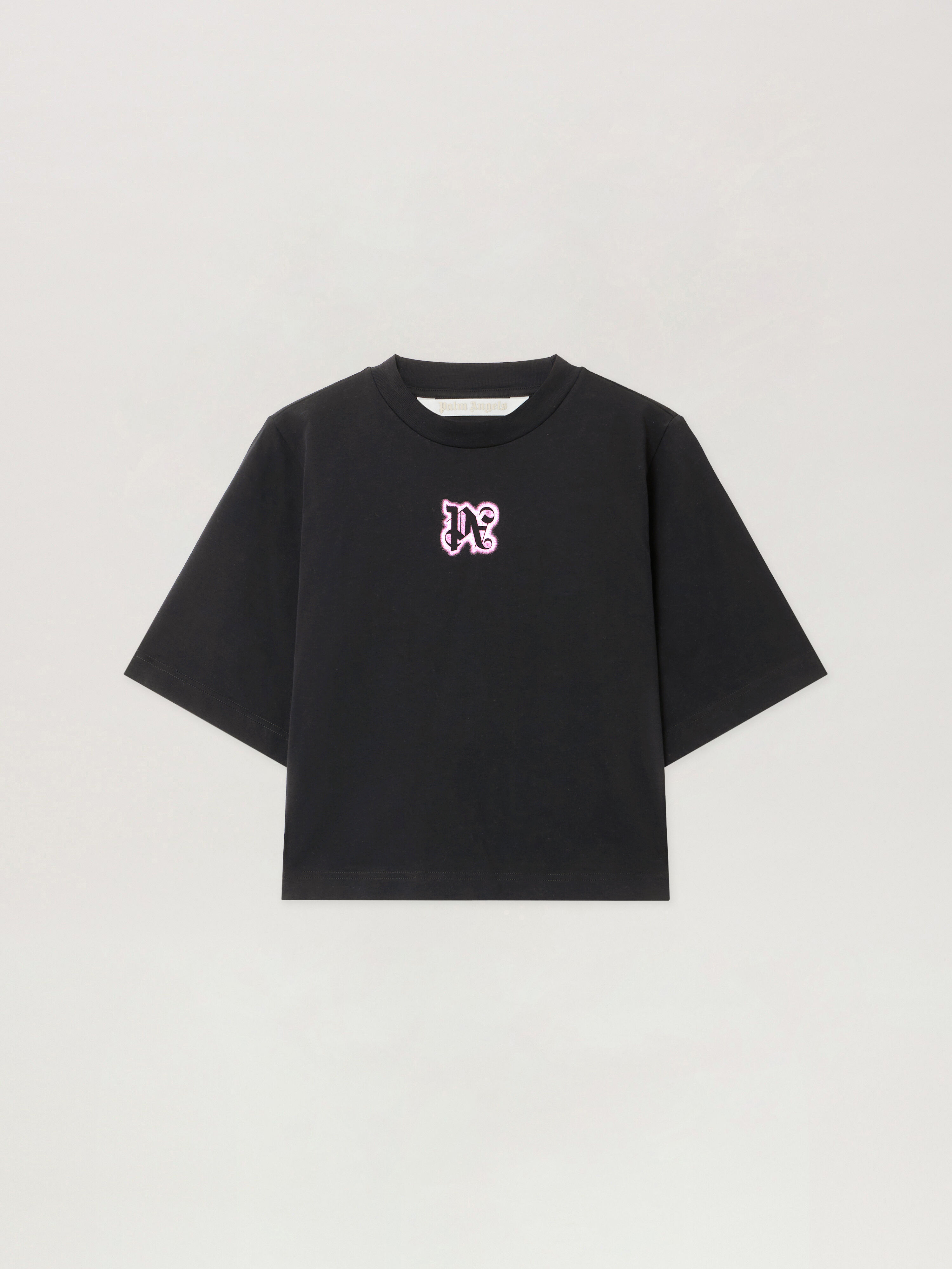 Classic Logo Cropped Tee PALM ANGELS Classic Logo Cropped Tee BLACK - PINK PWAA079F25JER003