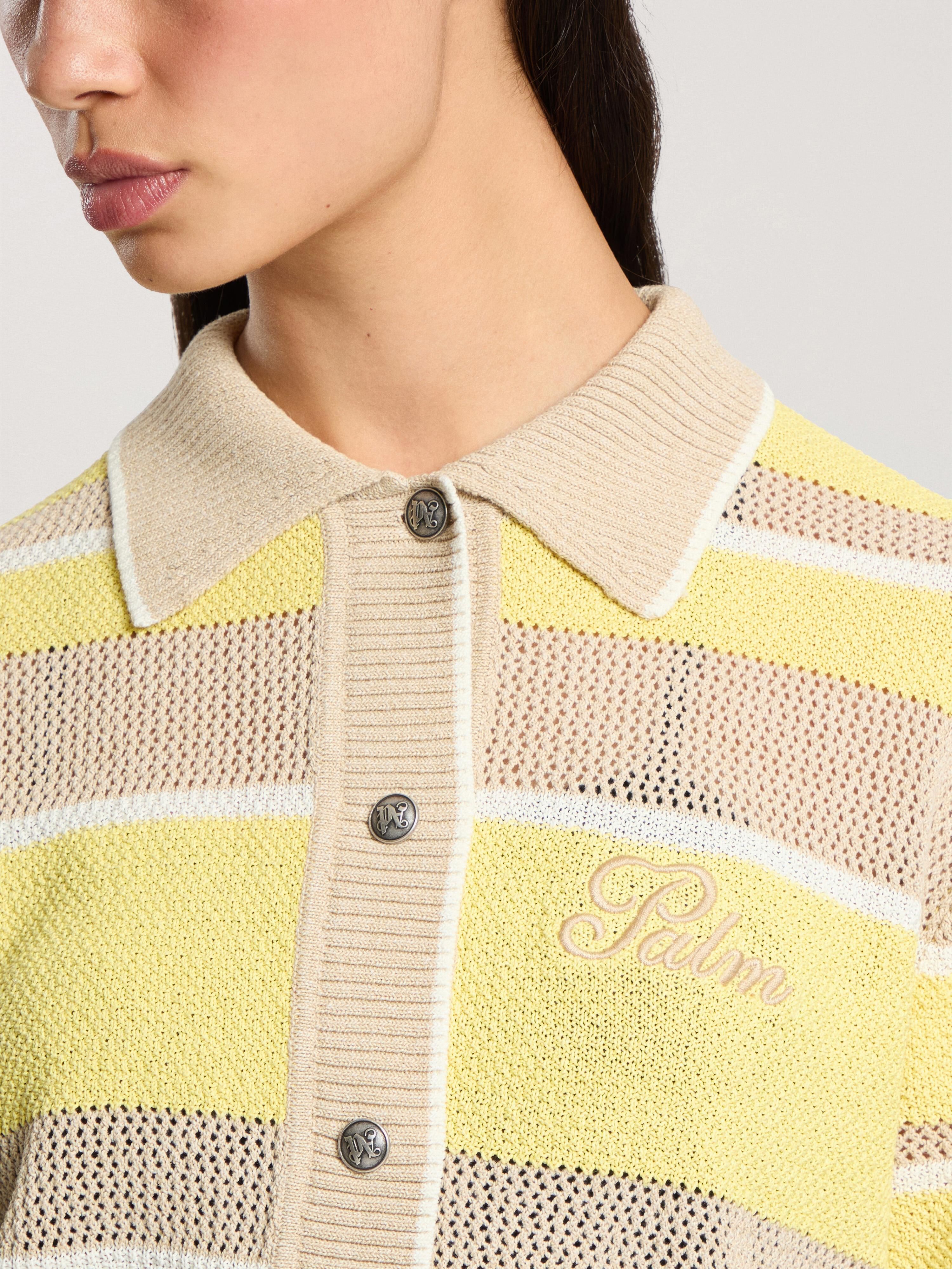 PALM ANGELS Palm Sway Beach Cardigan LIGHT YELLOW - KAKI PAWHB01F26KN01