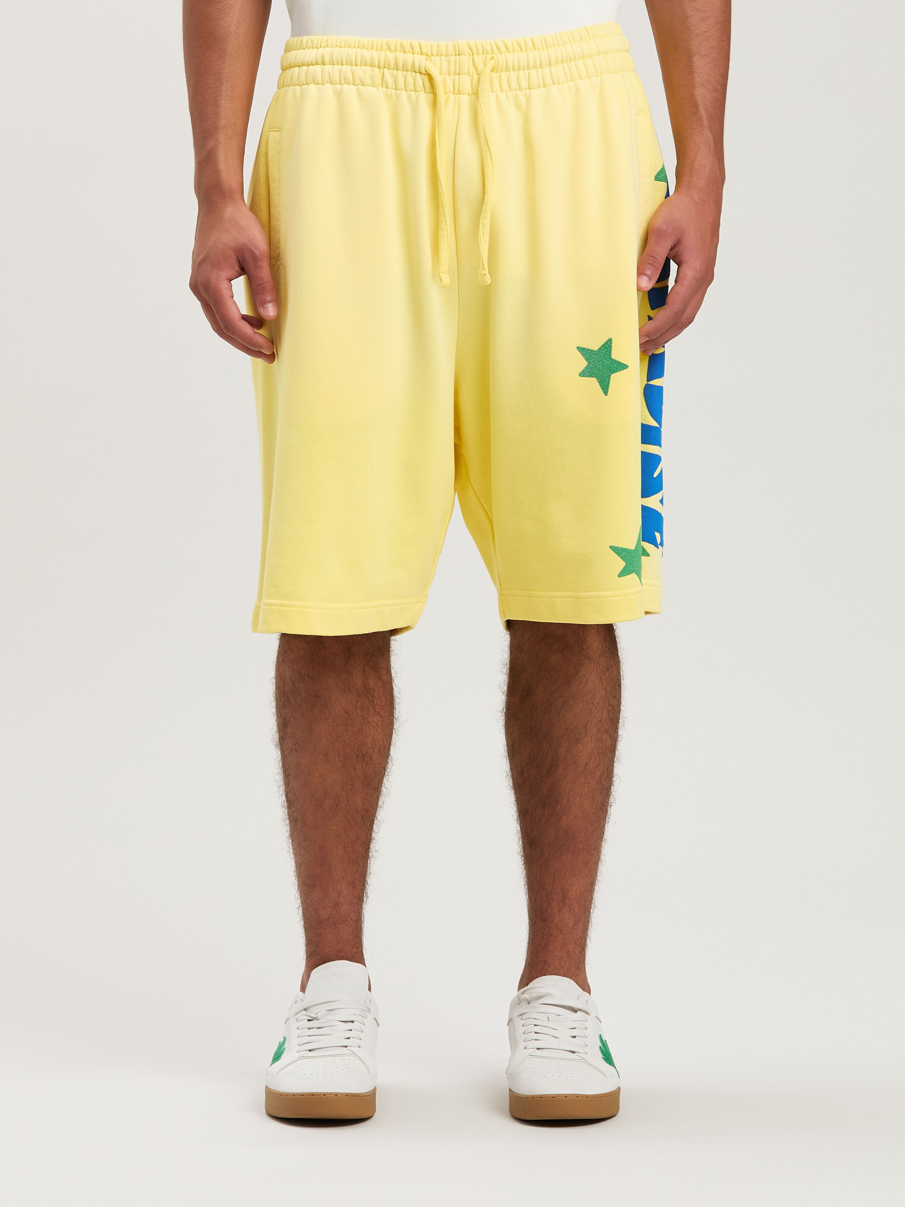 PALM ANGELS  Paradise Sweat shorts YELLOW - BLUE PMCI027S25FLE001