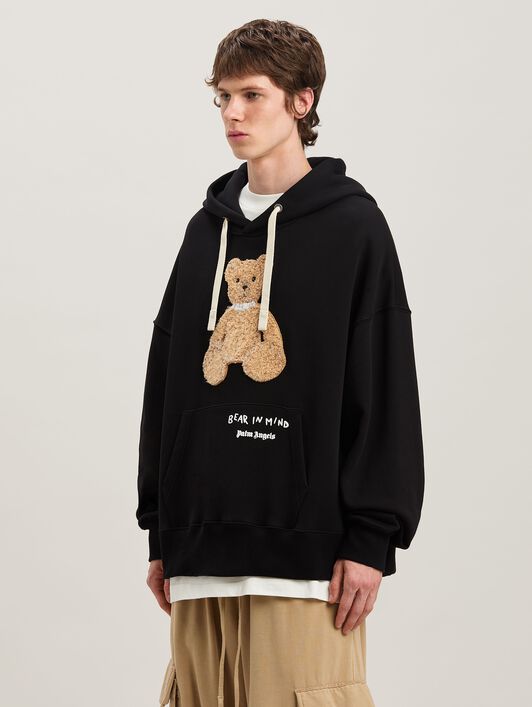 PALM ANGELS  Bear in Mind Hoodie BLACK - BROWN PMBB172S25FLE001