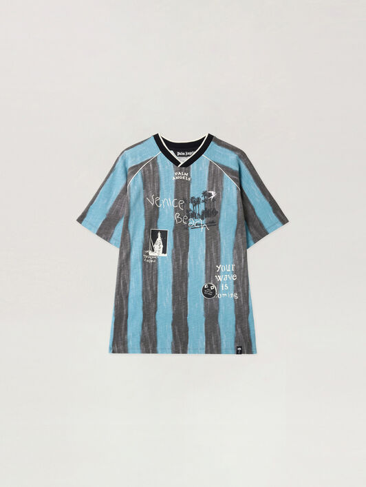 Soccer Cali Regular T-Shirt PALM ANGELS Soccer Cali Regular T-Shirt BLACK - BLUE PAMAA09F26JR01
