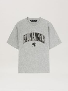PALM ANGELS  College Oval Palm T-shirt GREY MELANGE - BLACK PMAA089S25JER001
