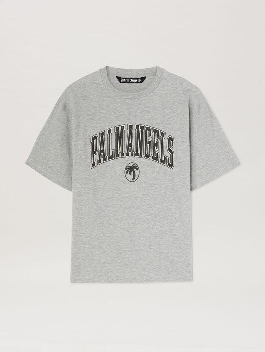 PALM ANGELS  College Logo T-Shirt GREY MELANGE - BLACK PMAA089S25JER001