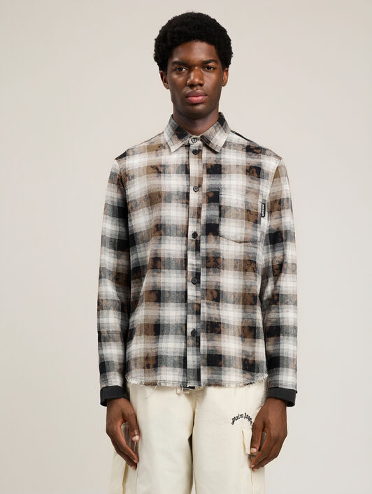 PALM ANGELS Classic Logo Check Shirt BLACK OFF WHITE PMGE04DS26FAB001