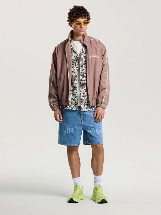 PALM ANGELS Splitted Curved Logo Loose Denim Shorts LIGHT BLUE - LIGHT BLUE PAMYC01F26DN01