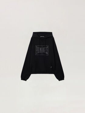 PALM ANGELS Vintage Box Logo Loose Hoodie BLACK - GREY PAMBB04F26FL01