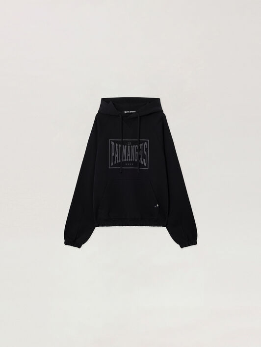 PALM ANGELS Vintage Box Logo Loose Hoodie BLACK - GREY PAMBB04F26FL01