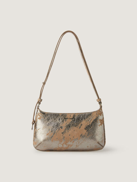 PALM ANGELS Wrinkled Leather Giorgina Bag NUDE - SILVER PWNN028F25LEA002