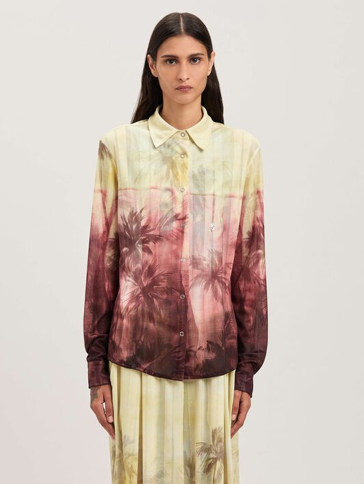 PALM ANGELS  Sunset palms shirt ORANGE - BLACK PWGE024S25FAB001