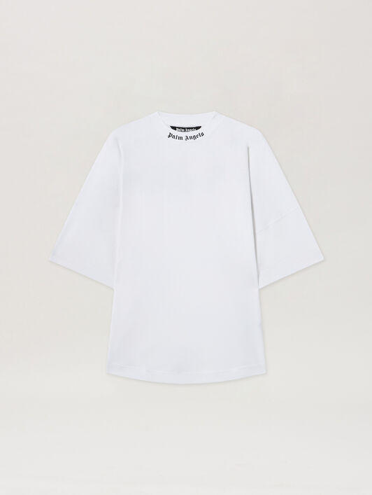 PALM ANGELS DOUBLED LOGO OVER TEE WHITE FUCHSIA PMAA002C99JER008