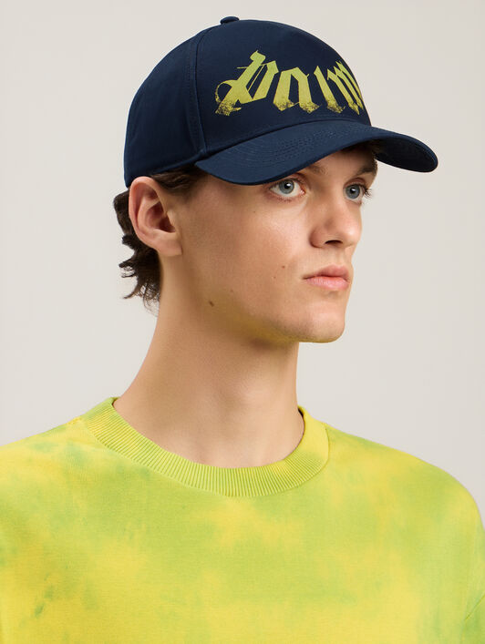 Big Neck Logo Cap PALM ANGELS Big Neck Logo Cap NAVY BLUE LIME PMLB104S26FAB009