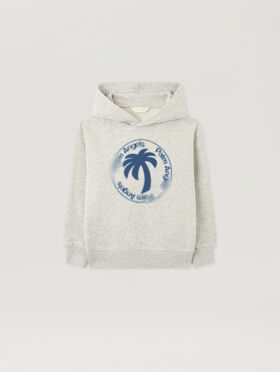 PALM ANGELS Palm Stamp Hoodie GRIGIO MELANGE/MELANGE GRAY PBBB012S26FLE002
