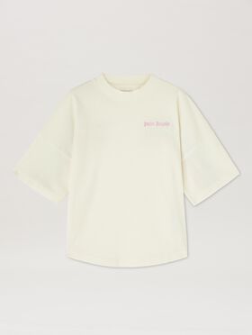PALM ANGELS  T-Shirt mit mehrfarbigem Band BUTTER ROSE PINK PGAA013S25JER001