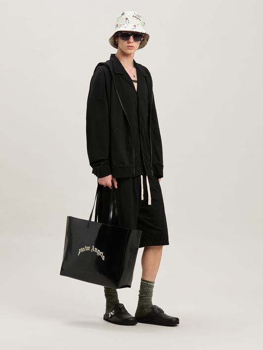 PALM ANGELS  Curved Logo Shopping bag NERO/PERLA PMNA07BS25FAB001