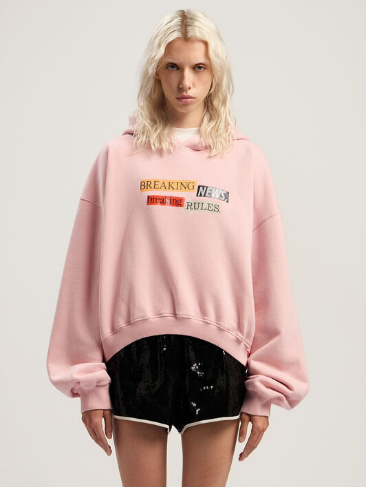 PALM ANGELS Quote Crop Hoodie PINK - MULTICOLOR PWBB076F25FLE005