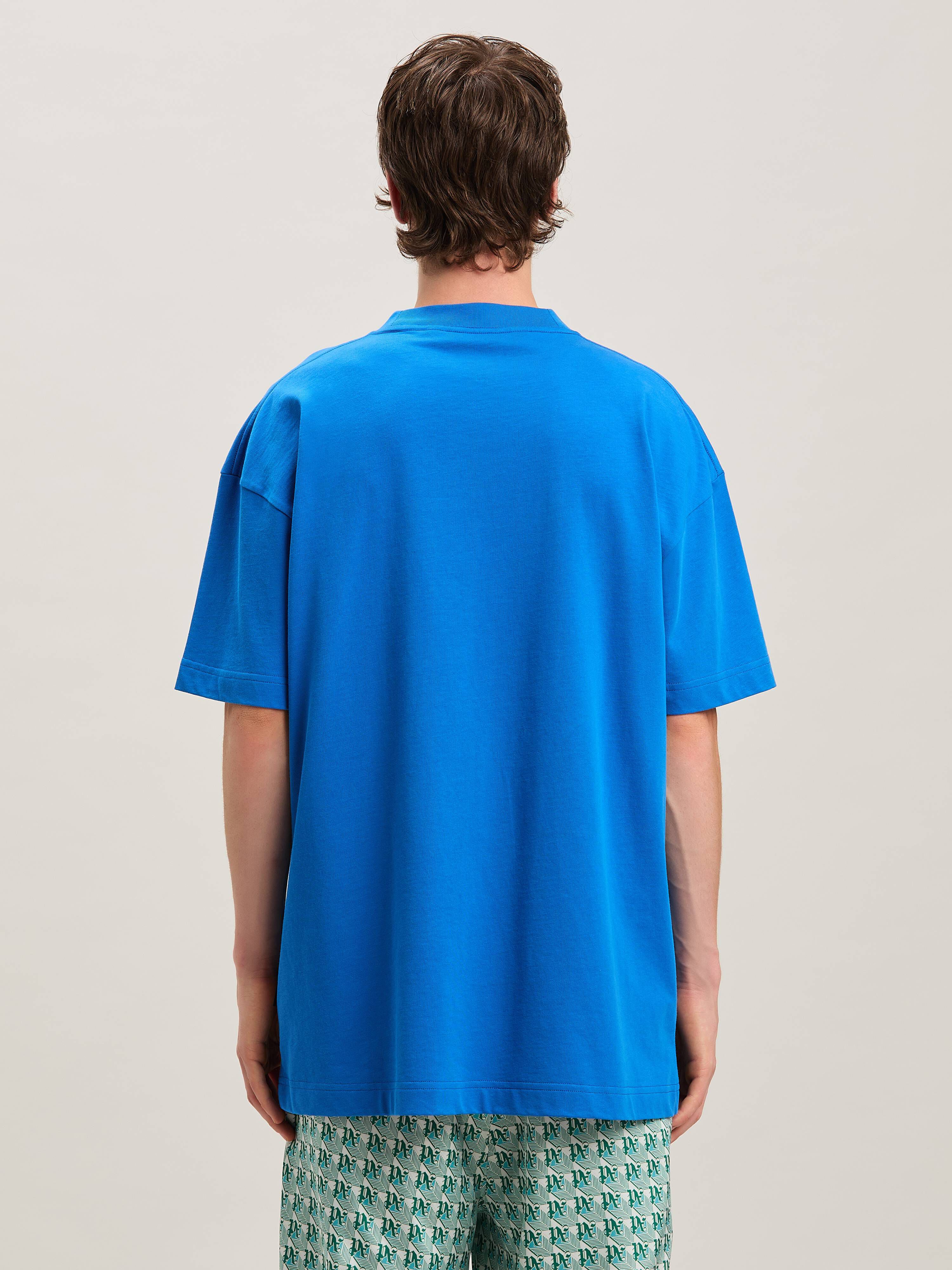 PALM ANGELS  Flame logo T-shirt BLUE - GREEN PMAA001S25JER002
