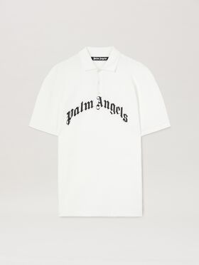 PALM ANGELS Curved Logo polo shirt WHITE PMAA001C99JER027