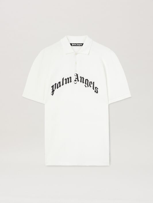 PALM ANGELS  Poloshirt mit geschwungenem Logo OFF WHITE - BLACK PMGB012S25FAB003