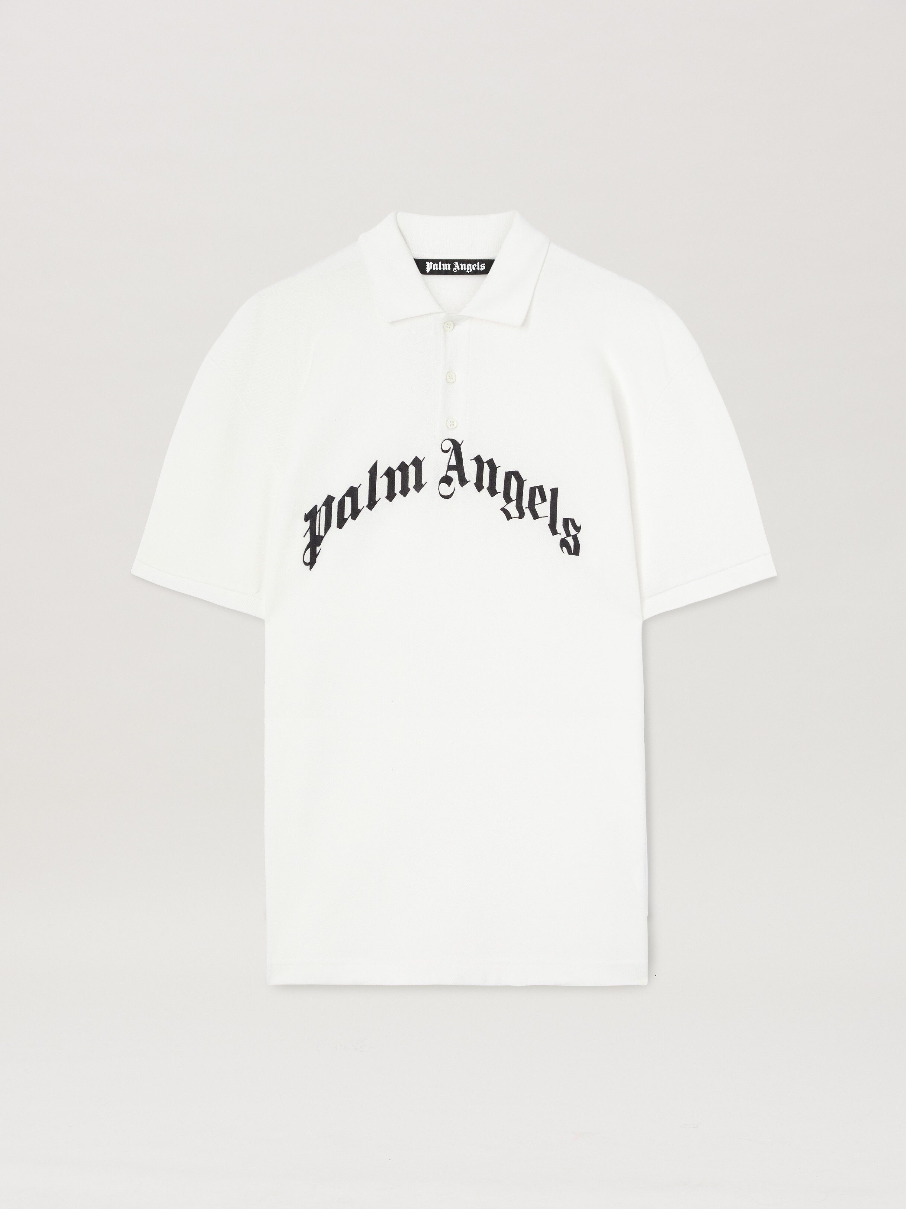 PALM ANGELS  Poloshirt mit geschwungenem Logo OFF WHITE - BLACK PMGB012S25FAB003