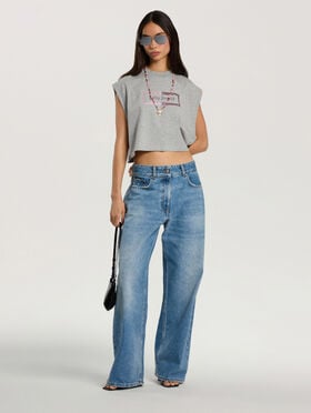 PALM ANGELS Studded Box Logo Tank Top GREY MELANGE - PINK PAWAC03F26JR01