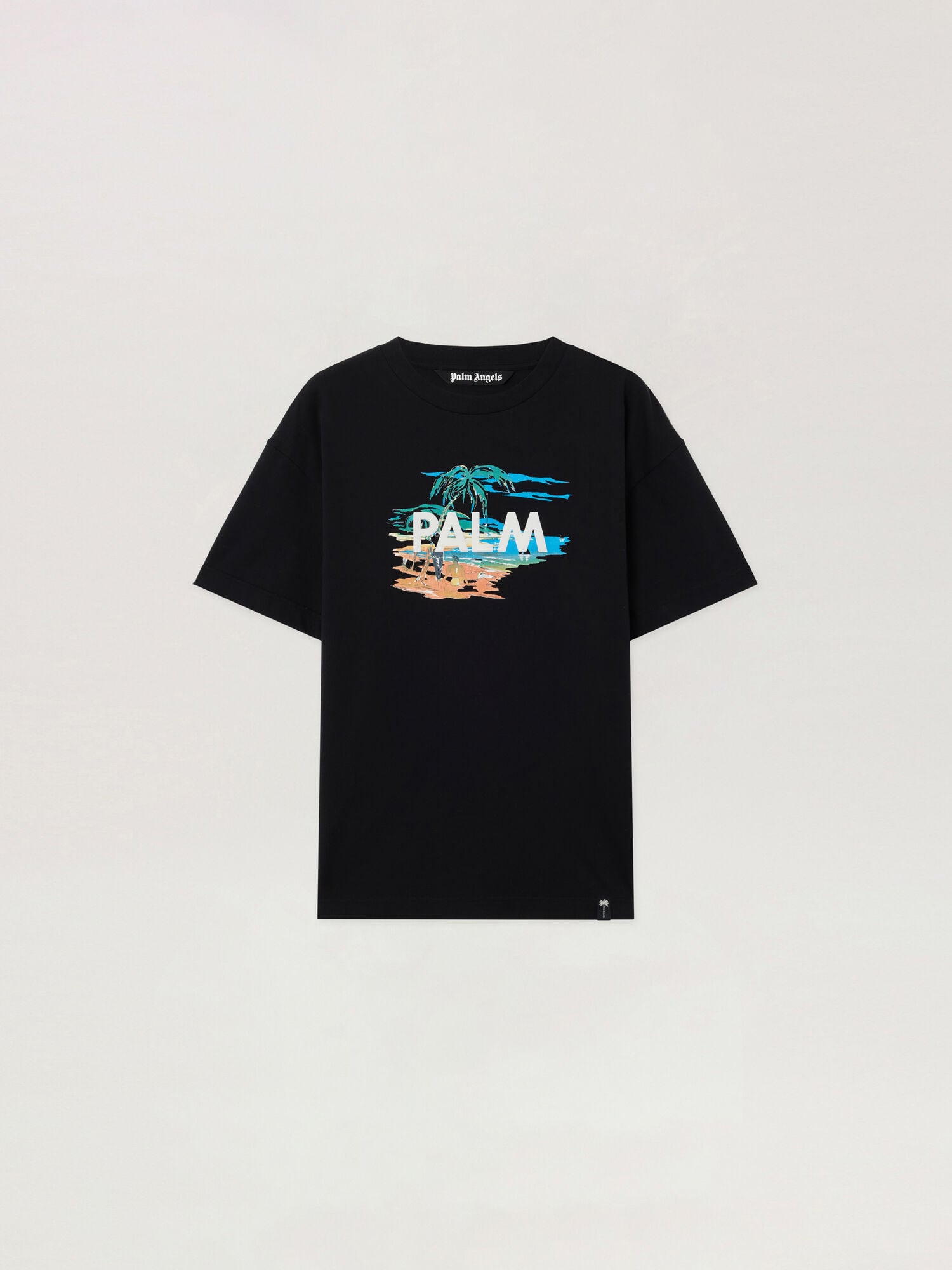 PALM ANGELS Palm Island Regular T-Shirt BLACK - MULTICOLOR PAMAA01F26JR04