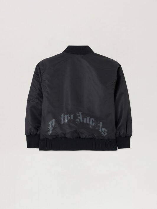 Curved Logo Faded Bomber Jacket PALM ANGELS Curved Logo Faded Bomber Jacket NERO/BLACK PBEH003S26FAB001