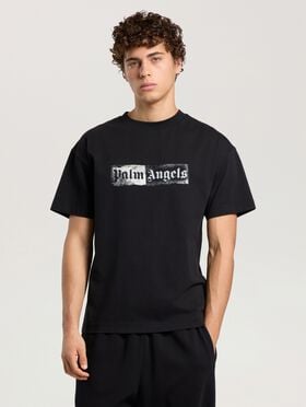Stamp Logo Regular T-Shirt PALM ANGELS Stamp Logo Regular T-Shirt BLACK - OFF WHITE PAMAA01F26JR05