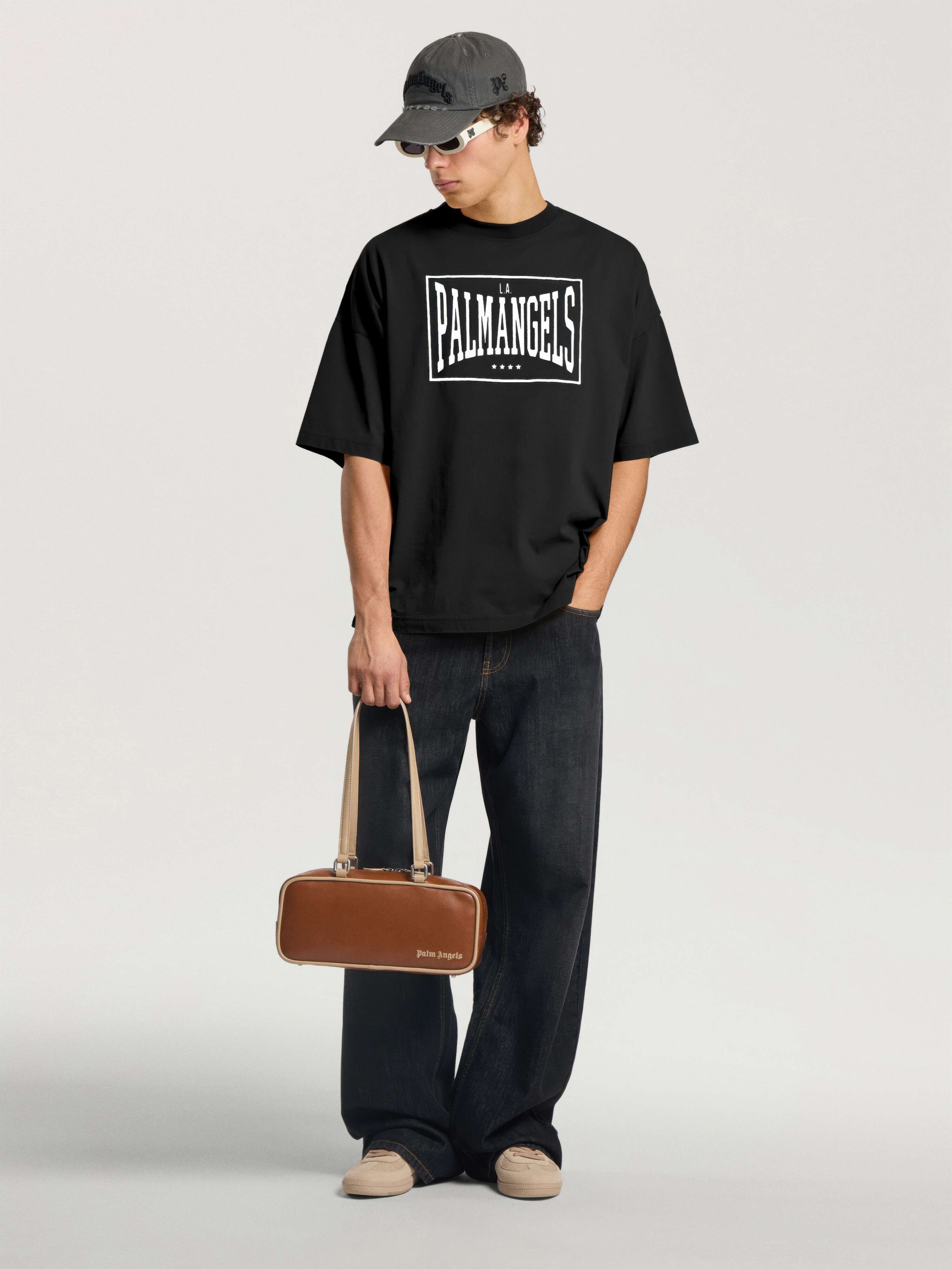 Vintage Box Logo Loose T-Shirt PALM ANGELS Vintage Box Logo Loose T-Shirt BLACK - OFF WHITE PAMAA03F26JR04