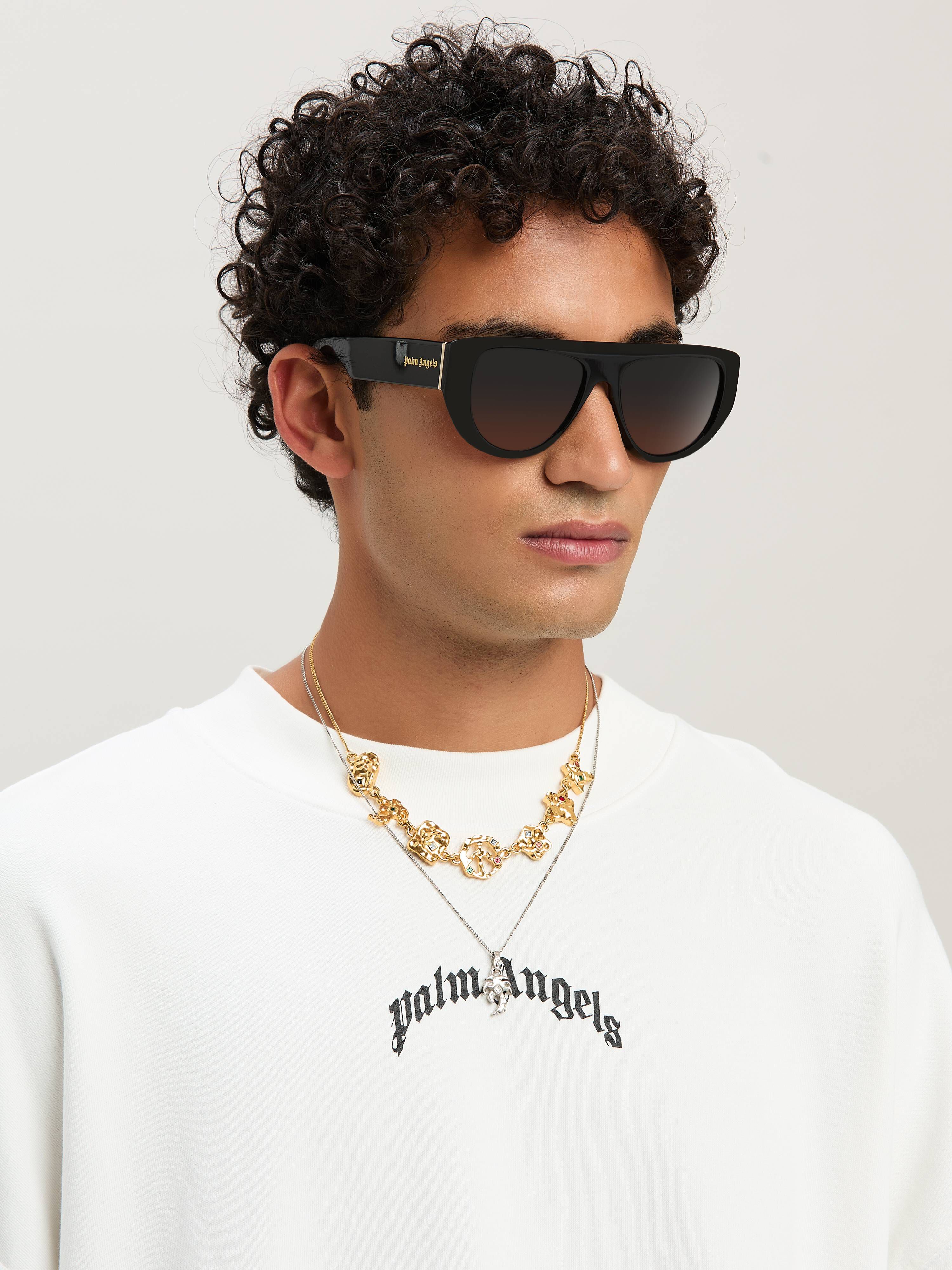 PALM ANGELS  Curved Logo crewneck Sweatshirt OFF WHITE - NERO PMBA080S25FLE001