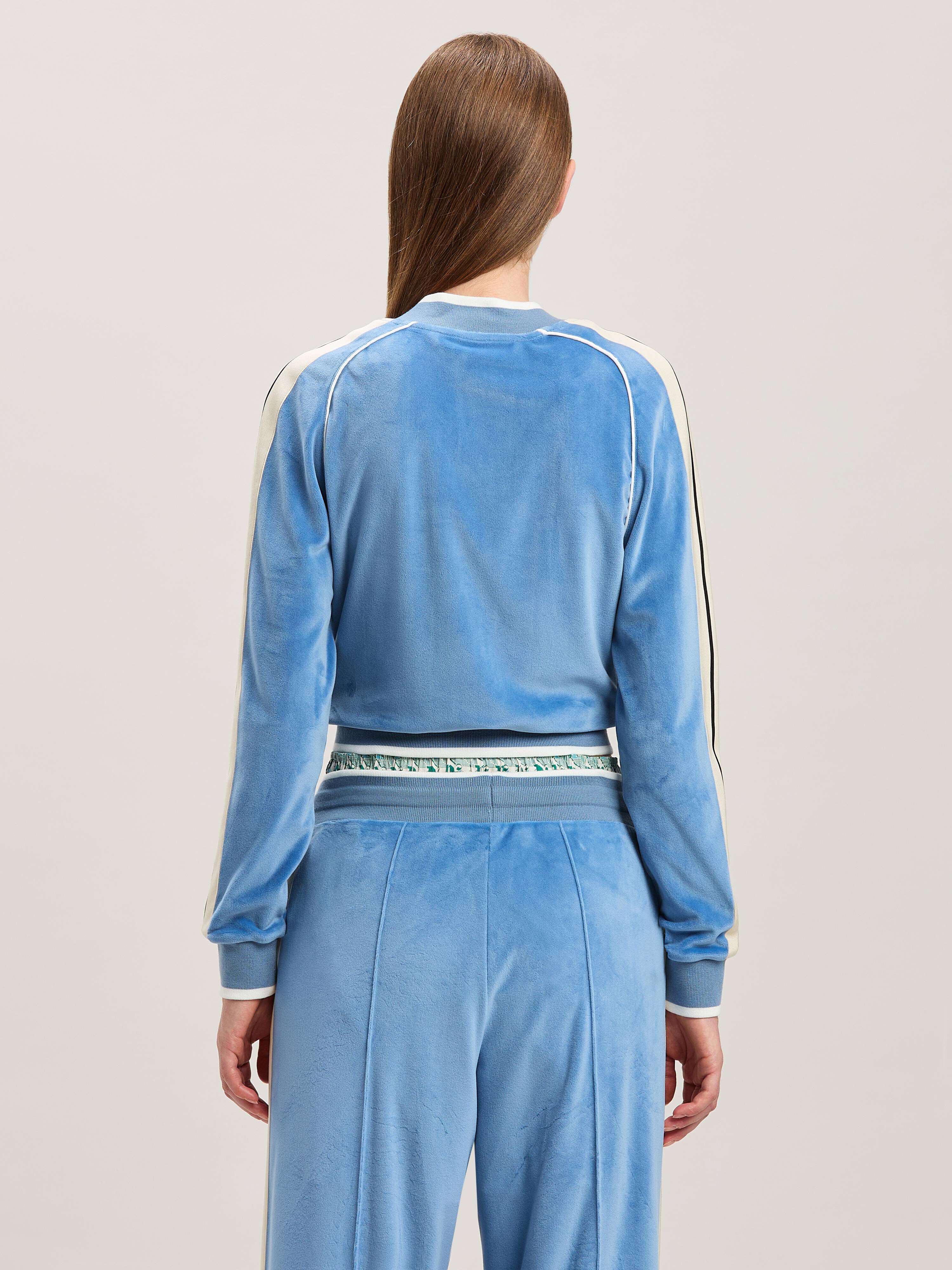 PALM ANGELS  Chenille Oval Palm Track Jacquet LIGHT BLUE - OFF WHITE PWBD063S25FAB001