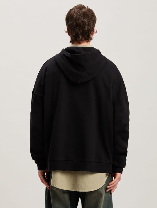 PALM ANGELS  Pin up hoodie NERO - OFF WHITE PMBB155S25FLE003