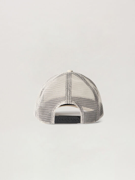 Spray Logo Trucker Cap PALM ANGELS Spray Logo Trucker Cap OFF WHITE - BLACK PMLB068F25FAB002