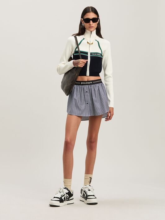 PALM ANGELS  Racing Strickjacke NAVY BLUE - OFF WHITE PWHF033S25KNI001